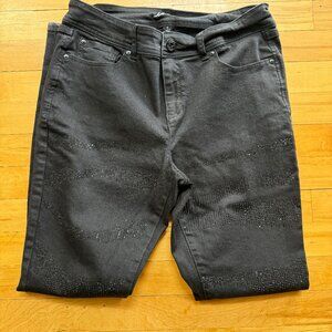 INC Black Denim Skinny Jeans stretch Size 10 Sparkle